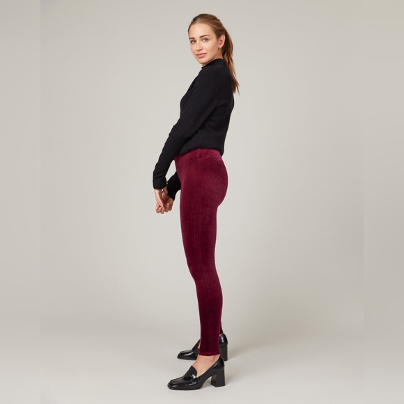 SPANX. Rich Burgundy Velvet Leggings. Small. Like new. - Picture 3 of 7